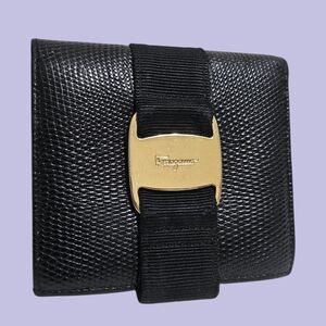 Salvatore Ferragamo Black and Gold Women's Wallet